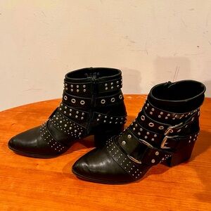Leather Studded Booties